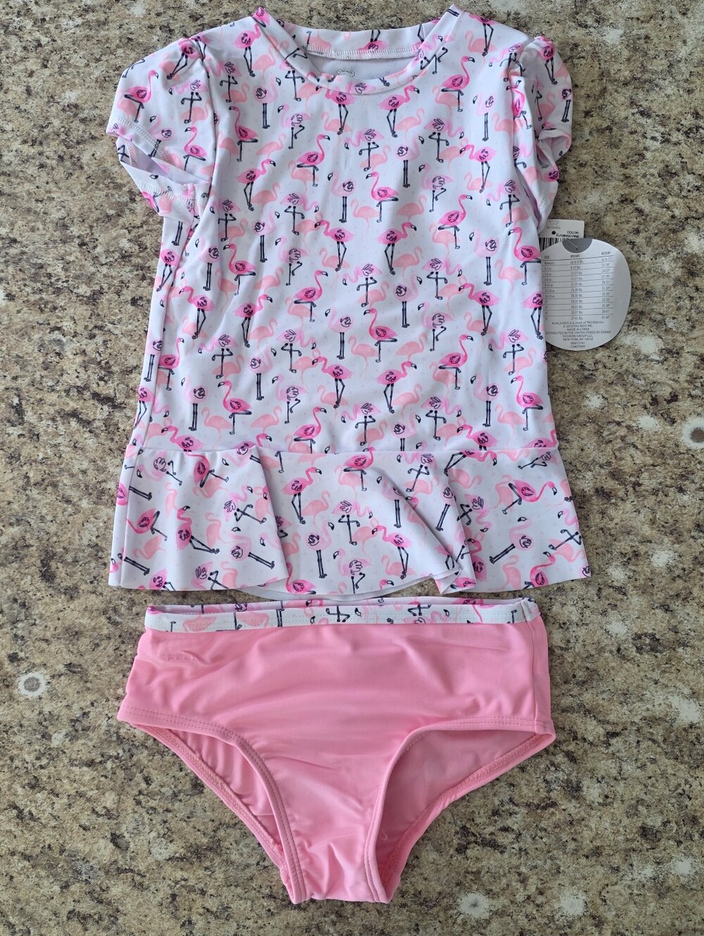KoalaKids Toddler Girls Flamingo Pink Two Piece Bathing Suit Size 2T